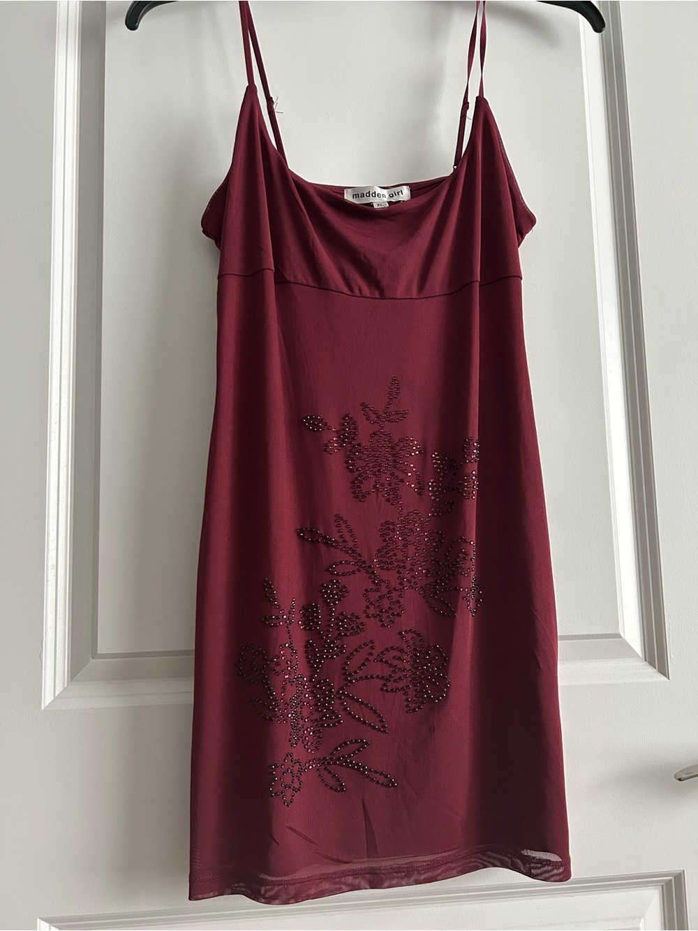 Madden Girl Wine Red Beaded Slip Dress